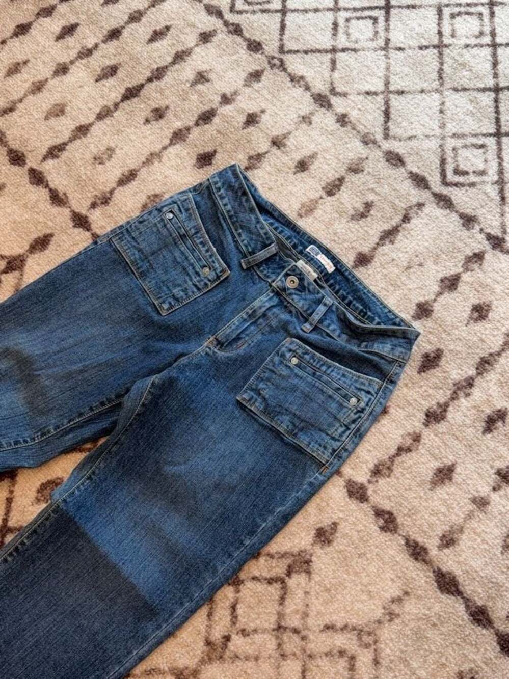 Faded Glory Stretch Women's Size 8 Dark Stone Patch Pocket Jeans